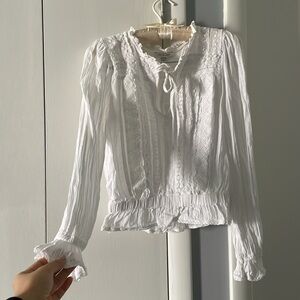 AE Lace Eyelet white boho Detailed Blouse